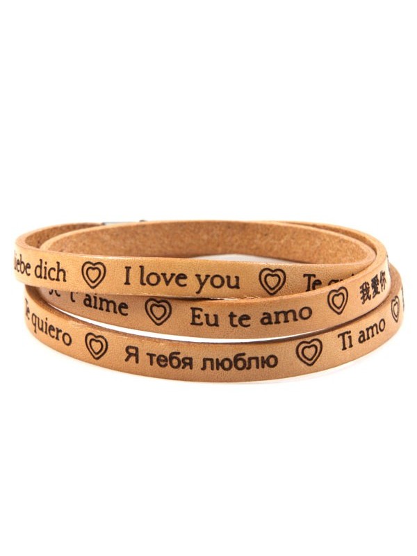 Bracciale ti amo in tutte le lingue del mondo in pelle