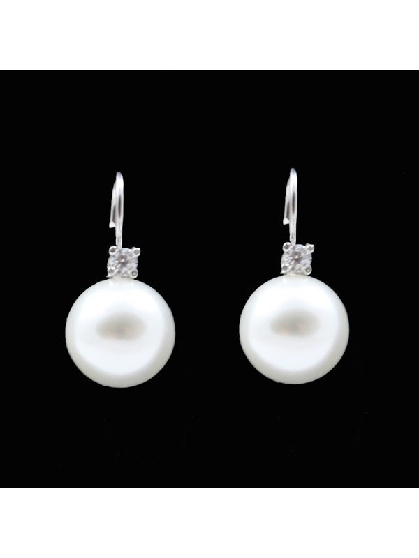 Orecchini donna perle e strass a monachella in argento