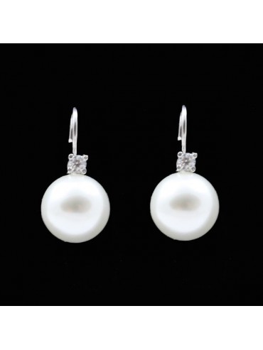 Orecchini donna perle e strass a monachella in argento