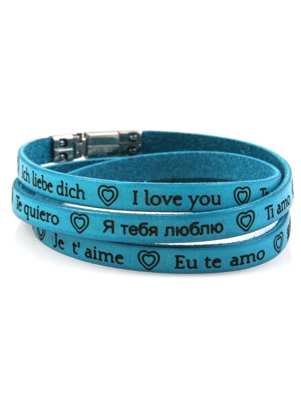 Bracciale ti amo in tutte le lingue del mondo in pelle