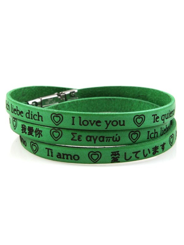 Bracciale ti amo in tutte le lingue del mondo in pelle - bcc0970
