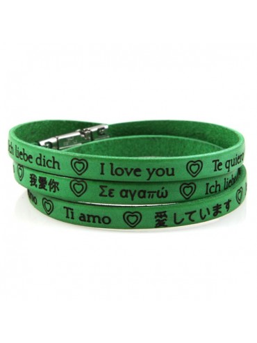 Bracciale ti amo in tutte le lingue del mondo in pelle - bcc0970
