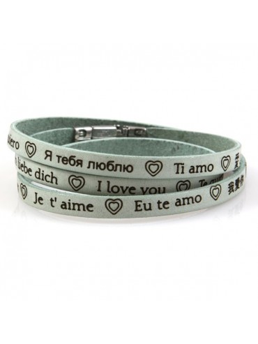 Bracciale ti amo in tutte le lingue del mondo in pelle