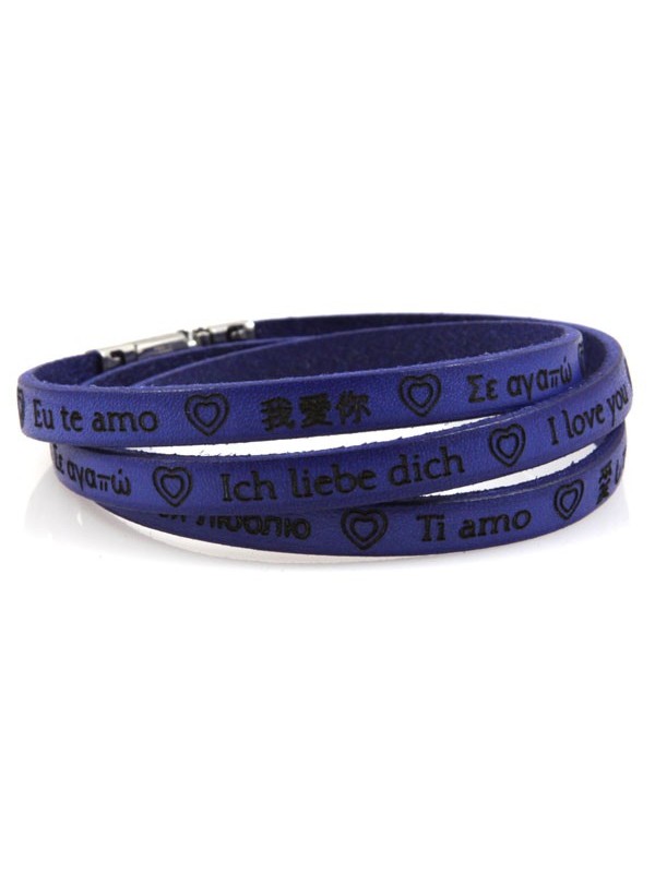Bracciale ti amo in tutte le lingue del mondo in pelle - bcc0973