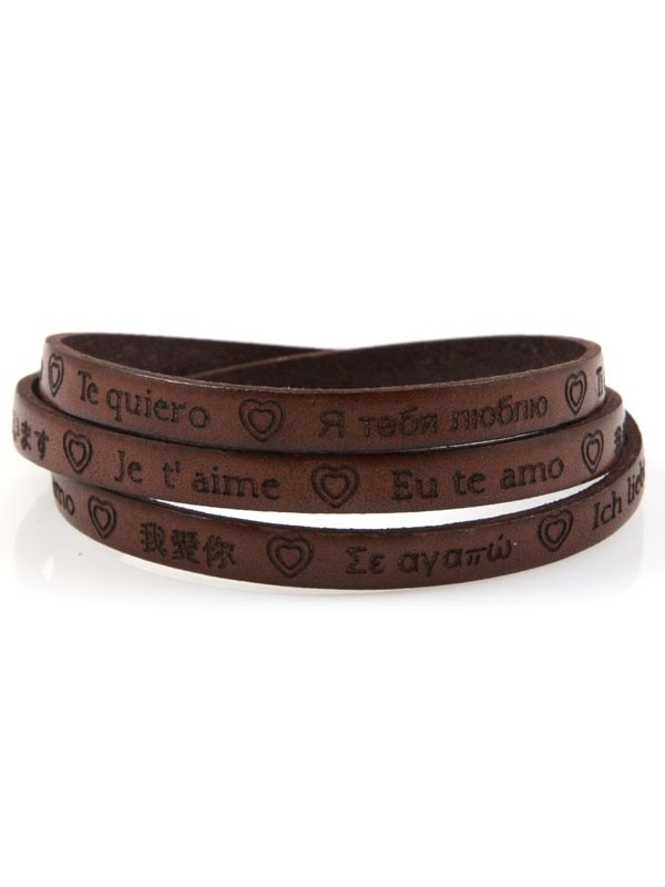 Bracciale ti amo in tutte le lingue del mondo in pelle