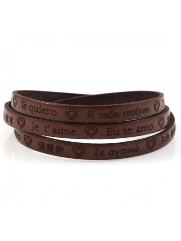 Bracciale ti amo in tutte le lingue del mondo in pelle