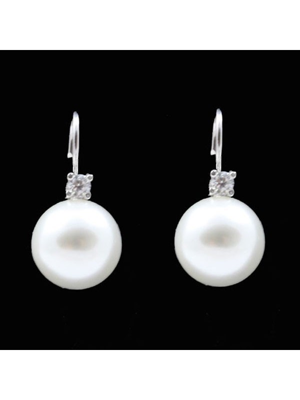 Orecchini donna perle e strass a monachella in argento