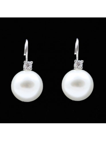 Orecchini donna perle e strass a monachella in argento