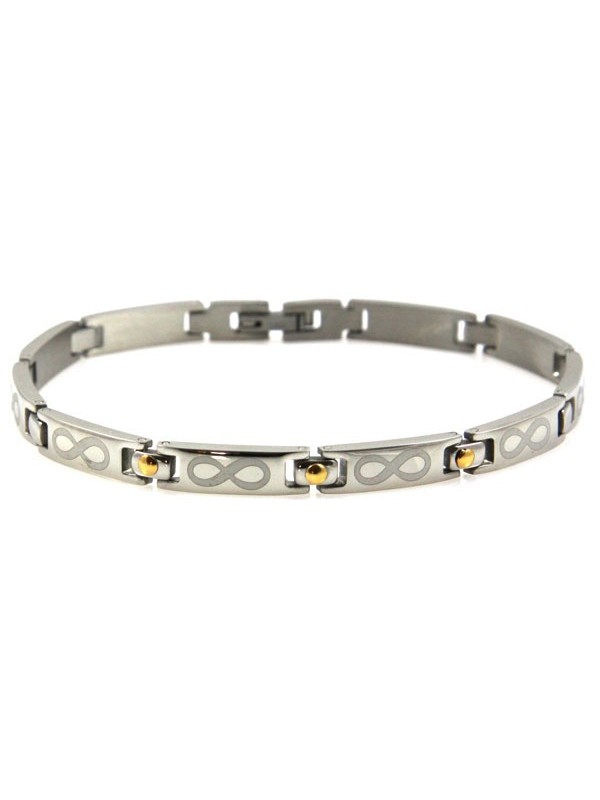 Bracciale con simbolo infinito in acciaio e oro