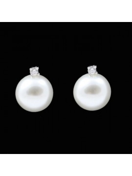 Orecchini donna perle e strass a vite in argento