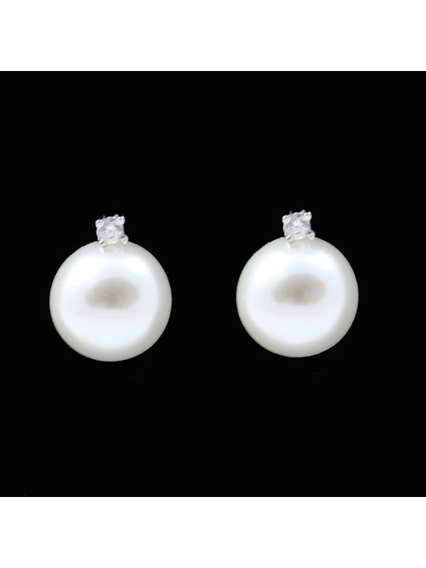 Orecchini donna perle e strass a vite in argento