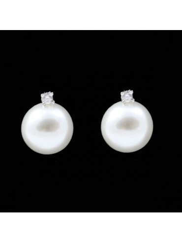 Orecchini donna perle e strass a vite in argento