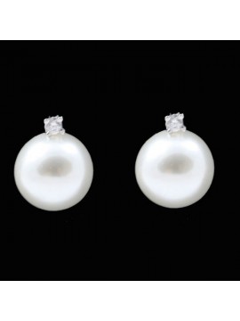 Orecchini donna perle e strass a clip in argento