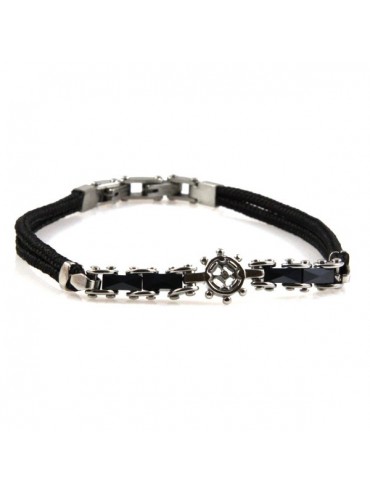 Bracciale uomo con timone in ceramica e acciaio