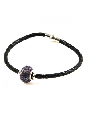 bracciale in pelle con rotelline swarovski