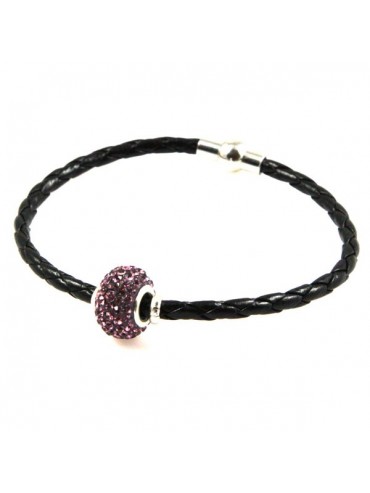 bracciale in pelle con rotelline swarovski