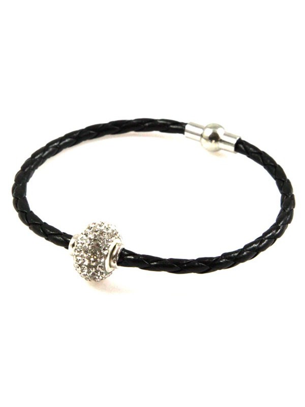 bracciale in pelle con rotelline swarovski