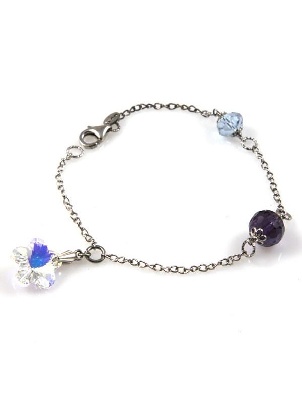 Bracciale in argento donna con fiore swarovski ab boreale
