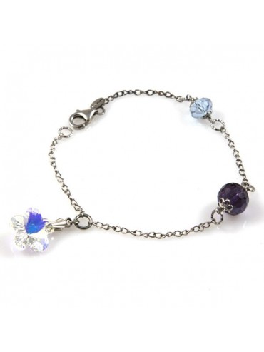 Bracciale in argento donna con fiore swarovski ab boreale