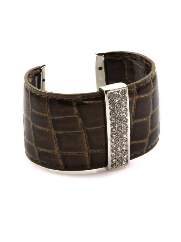 bracciale in ecopelle piastra con strass