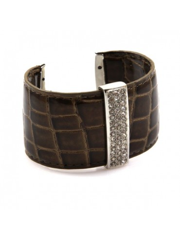 bracciale in ecopelle piastra con strass