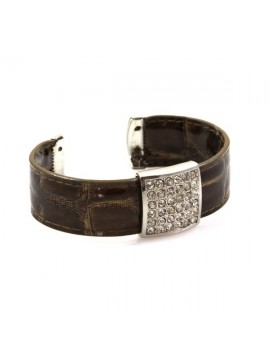 bracciale in ecopelle piastra con strass - bcc1020