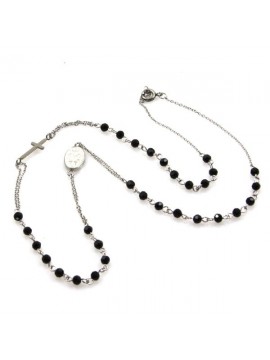 collana rosario in acciaio e swarovski