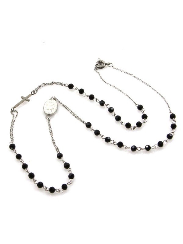 collana rosario in acciaio e swarovski