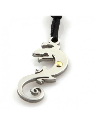 collana con geco in acciaio