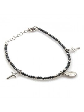 Bracciale in argento con medaglia miracolosa e croce
