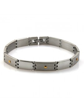 Bracciale in acciaio e punti in oro 18 kt