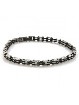 Bracciale in acciaio bicolore nero