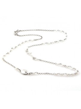 Collana rosario in argento postine bianche