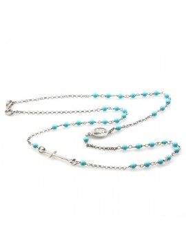 Collana rosario in argento postine turchesi