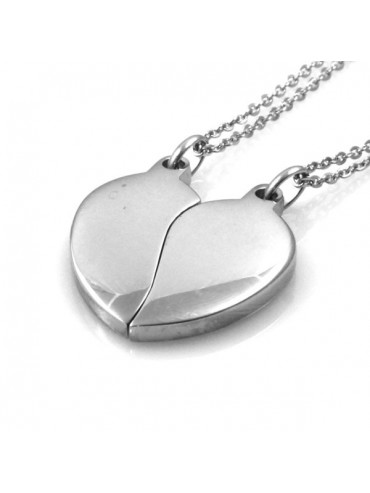 Collana con cuore che si spezza in acciaio a calamita
