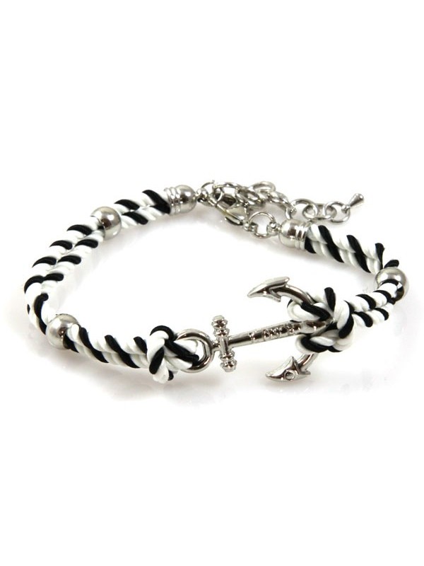 bracciale con ancora e cordoncino colorato