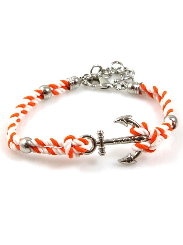 bracciale con ancora e cordoncino colorato