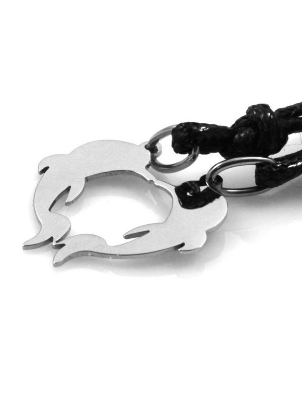 collana con delfini a forma di cuore che si spezzano in acciaio