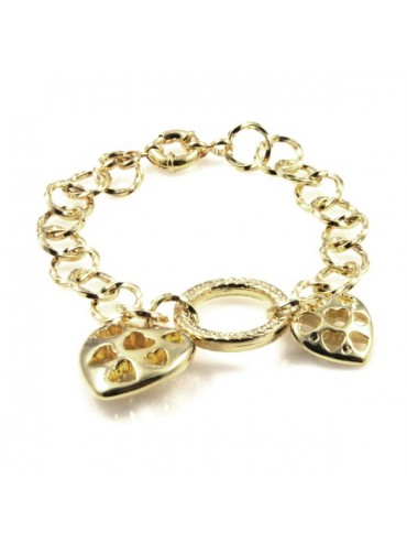 bracciale con cuori donna dorato in bronzo
