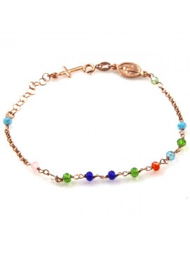 bracciale rosario in argento ramato postine colorate
