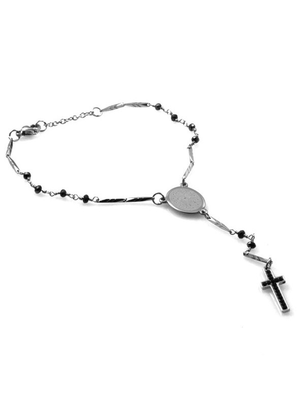 bracciale rosario in acciaio