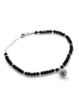 bracciale donna nero con pallina sfera swarovski