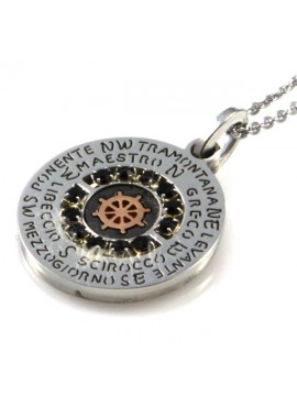 collana con timone e nome dei venti ciondolo pendente in acciaio
