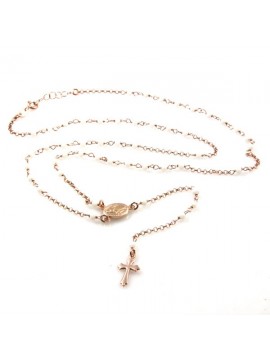 collana rosario in argento ramato postine bianche