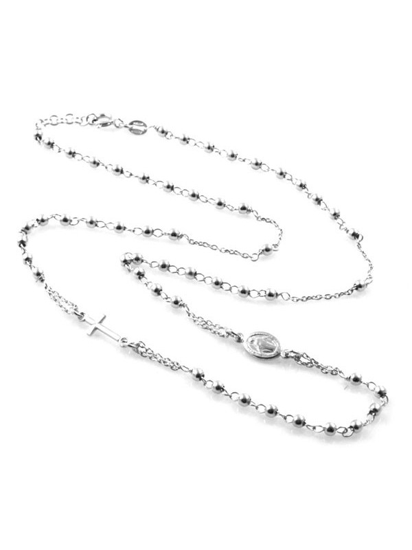 collana rosario in argento 925 modello girocollo