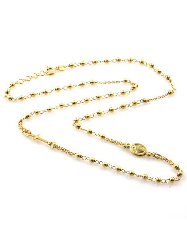 collana rosario in argento 925 dorato modello