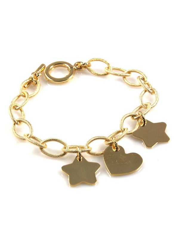 bracciale donna in bronzo dorato con ciondoli - bcc1208
