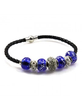 bracciale pelle donna tubo con charms colorati e strass