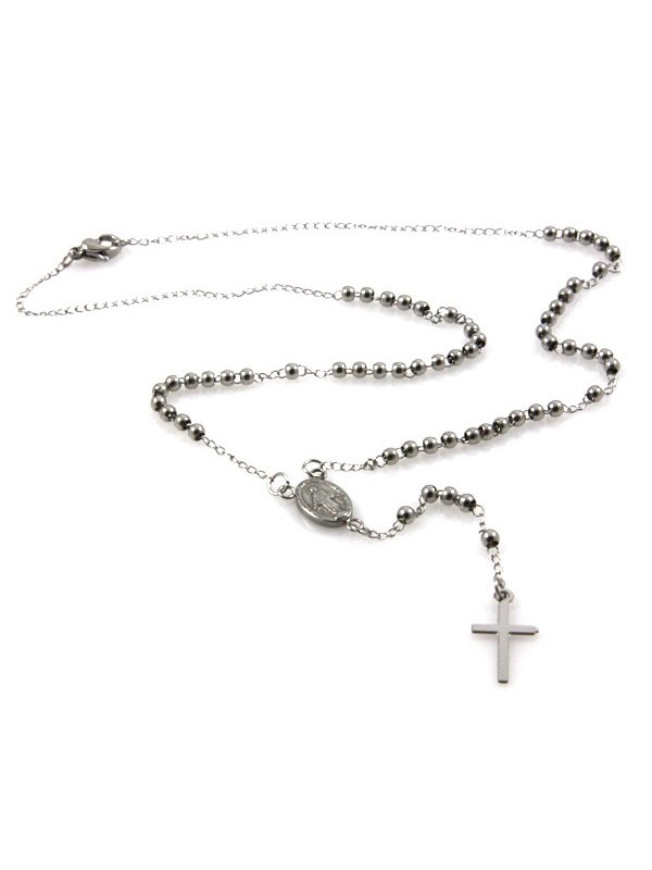 Collana rosario in acciaio