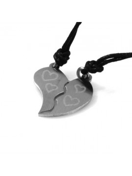 collana con ciondolo pendente cuore che si spezza in acciaio